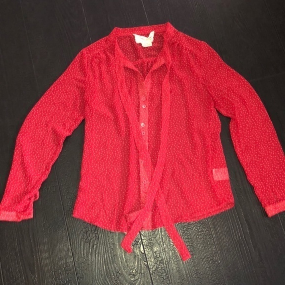 Anthropologie coincidence & chance Red‎ Sheer Blouse XS